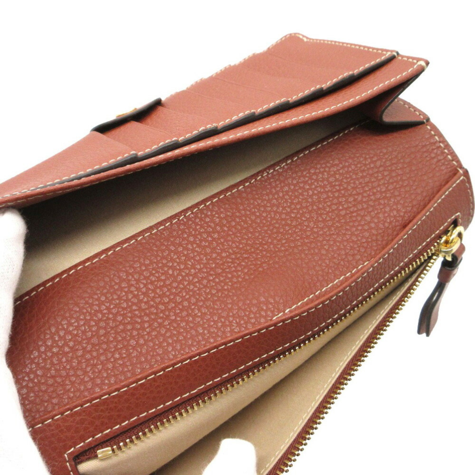 Chloé Chloe Darryl Long Wallet Leather/Calf Leather Sepia Brown 1781Chloe