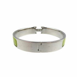 Hermes Click-Clack Metal Enamel Green Silver Bangle 0962HERMES