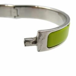 Hermes Click-Clack Metal Enamel Green Silver Bangle 0962HERMES