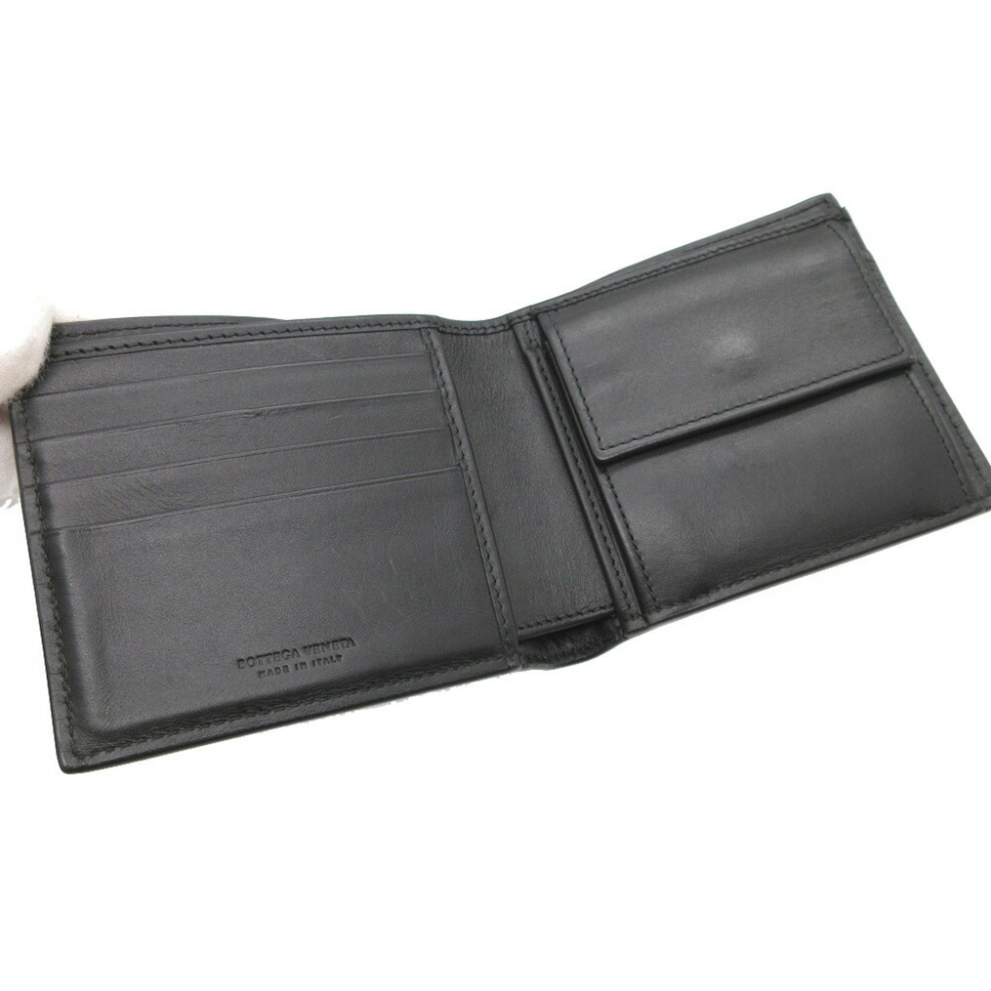 Bottega Veneta Intrecciato Leather Black Bi-fold Wallet 1602BOTTEGA VENETA