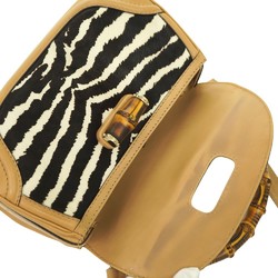 Gucci New Bamboo Pony/Leather Shoulder Handbag Zebra Pattern 254884 with Strap 0857GUCCI