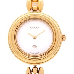 Gucci Change Bezel 1100-L Quartz Watch Gold 5 Piece Set White Dial 0073GUCCI Women's