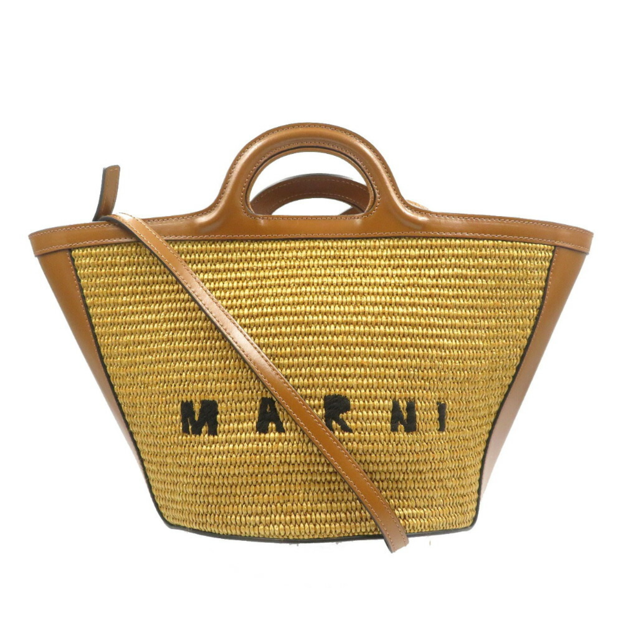 Marni Tropicalia Small Cotton Polyamide Leather Brown Handbag Shoulder Bag 0970MARNI