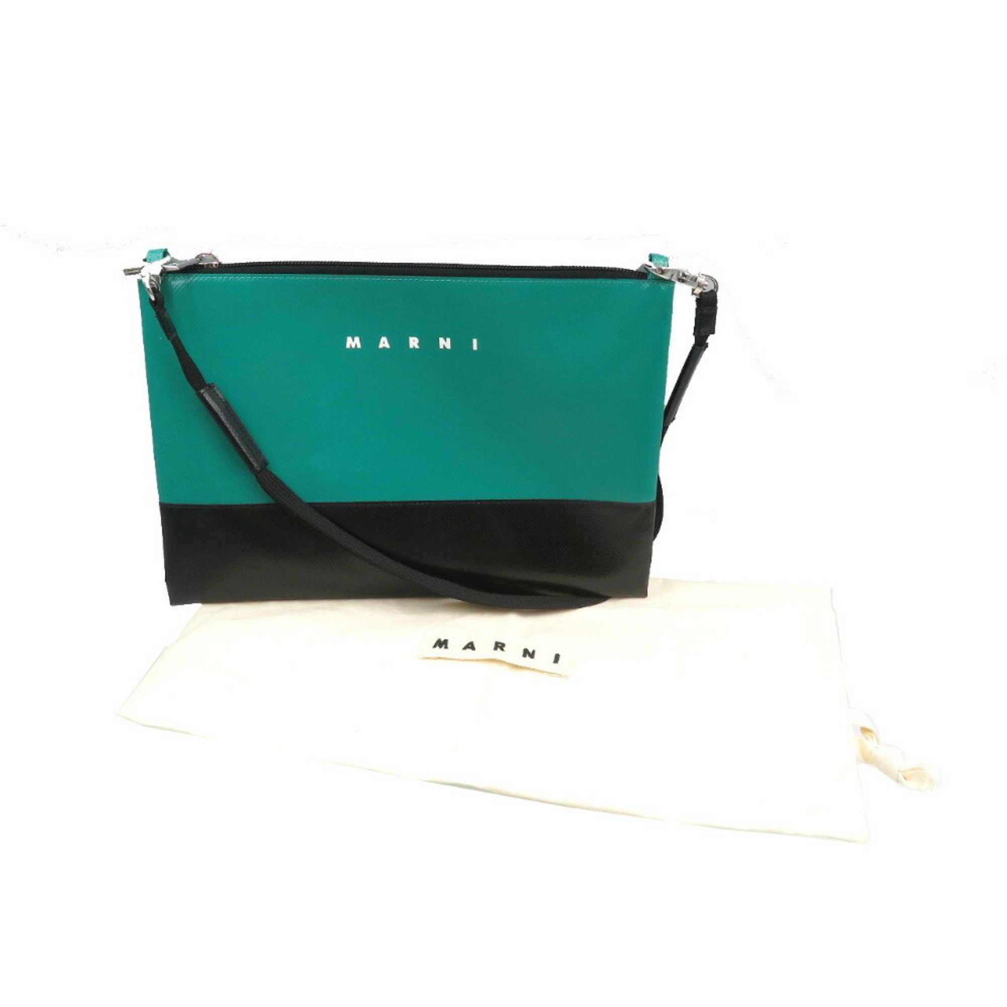 Marni Tribeca Bicolor Polyester Green Black Shoulder Bag 0954MARNI