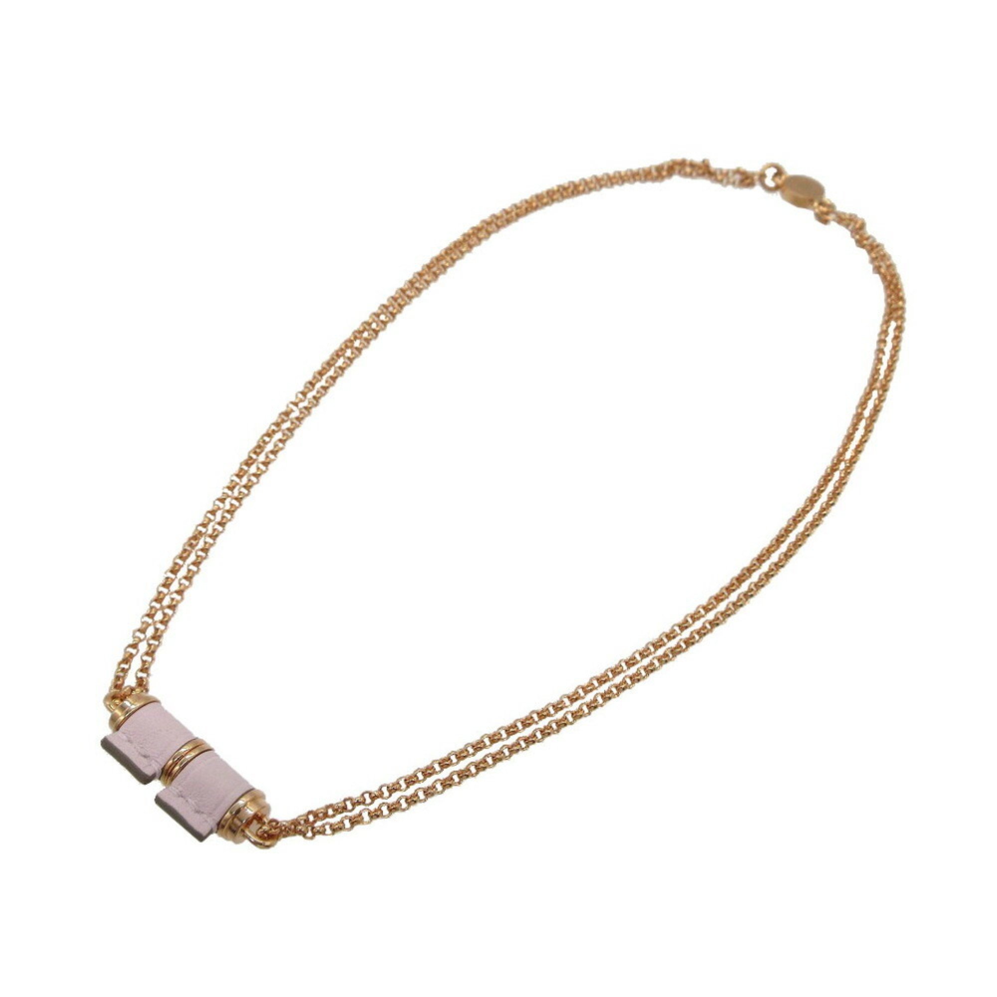 Hermes Charnier PM Necklace in Swift Leather/Leather, Mauve Pale 1846HERMES