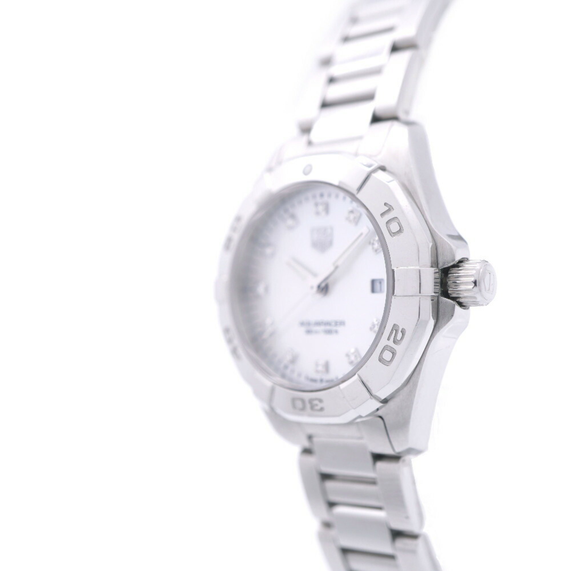 TAG Heuer Aquaracer 11P Diamond WAY1413 Quartz Watch SS/Diamond White Shell 1073TAG HEUER Ladies