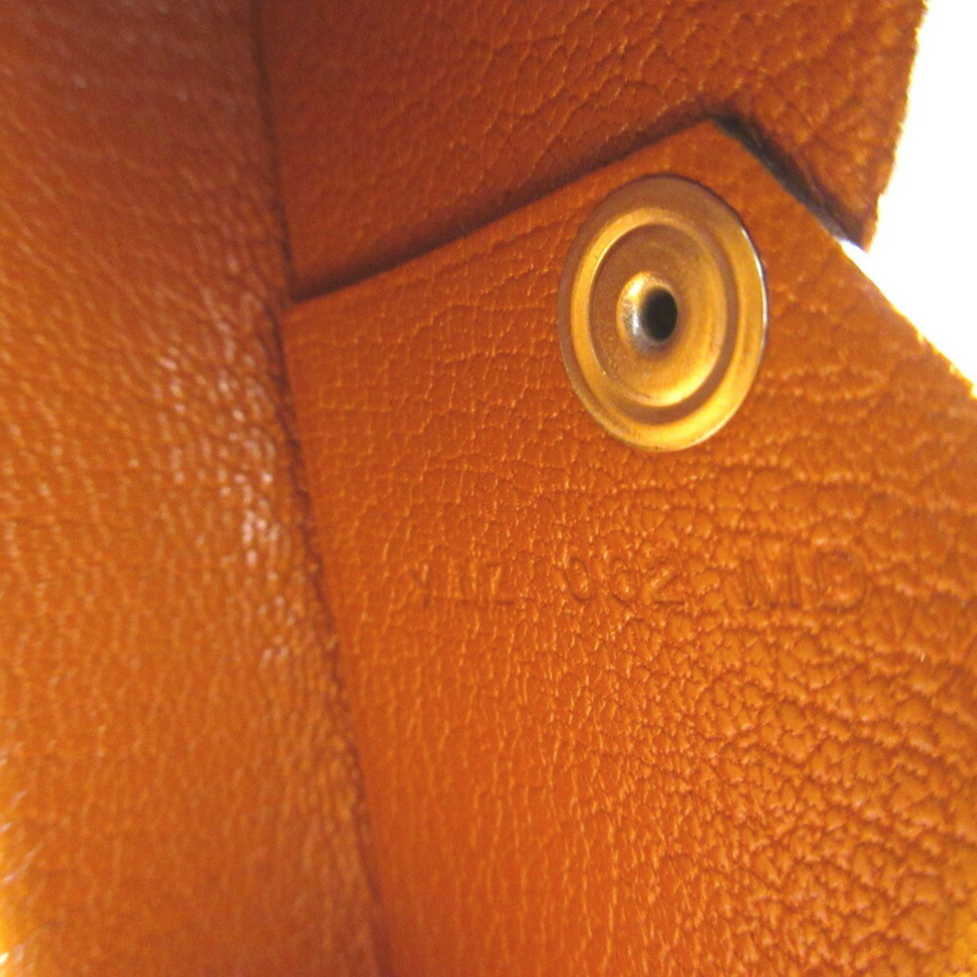 Hermes Calvi Chevre Brown Y Stamp () Card Case 1216 HERMES