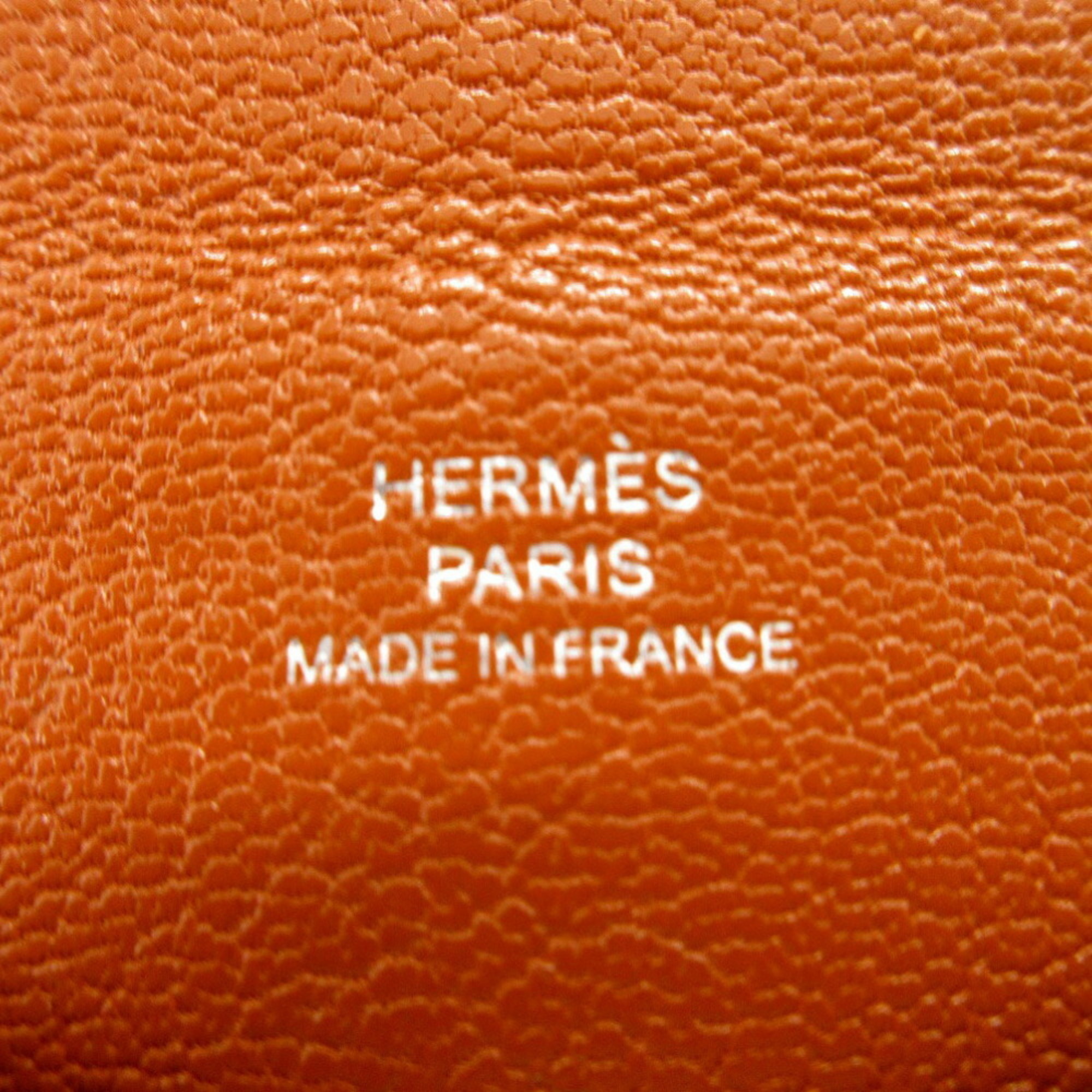 Hermes Calvi Chevre Brown Y Stamp () Card Case 1216 HERMES