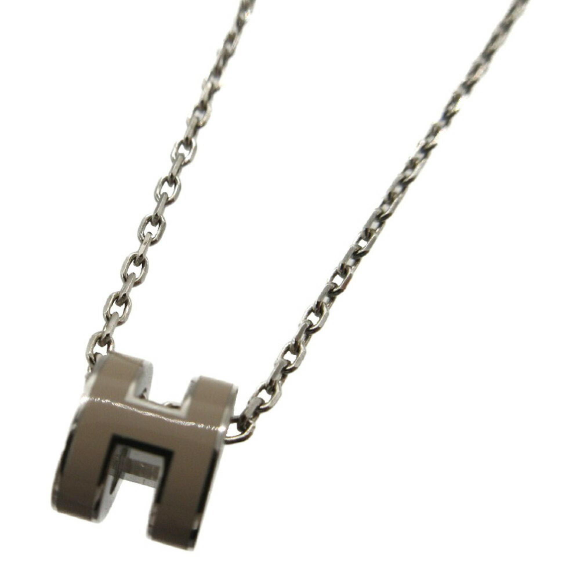 Hermes Pop H Ash Silver Marron Glace Necklace 1811 HERMES