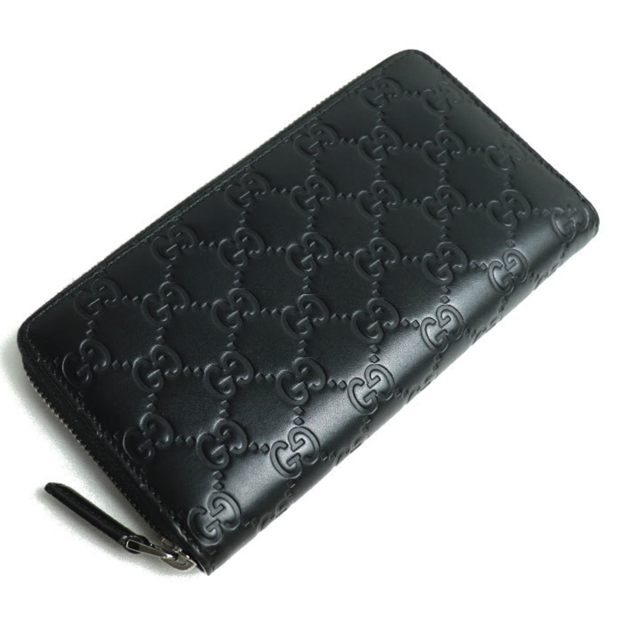 GUCCI Guccissima Signature Zip Around Wallet Long Round Black 307987 Men's