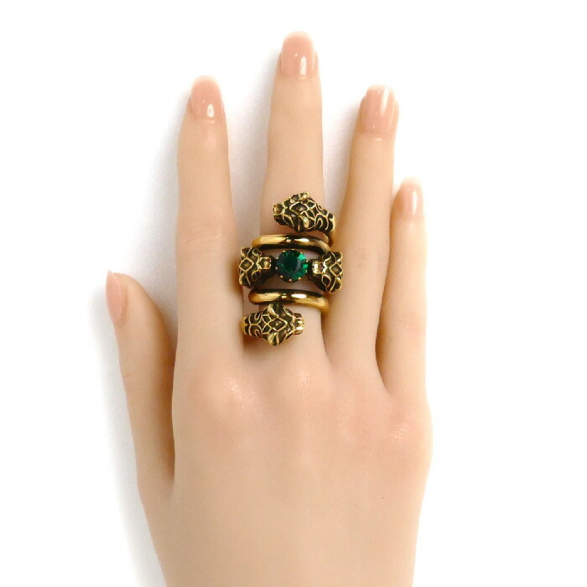 GUCCI Tiger Head Double Wrap Ring 401983 Size 14 35.4g Unisex