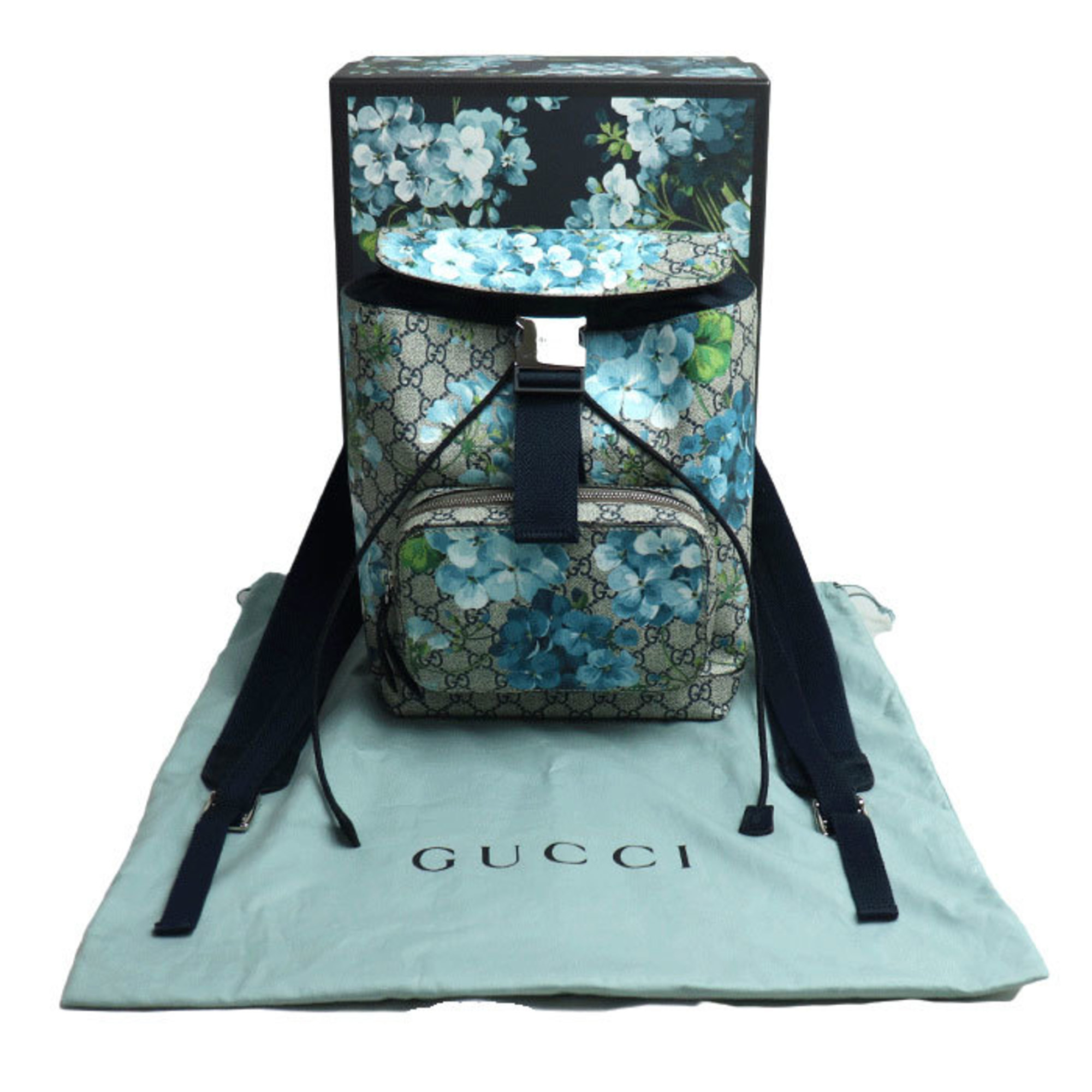 GUCCI GG Blooms Small Backpack, Rucksack/Daypack, Blue, Multi, 410544, Women's