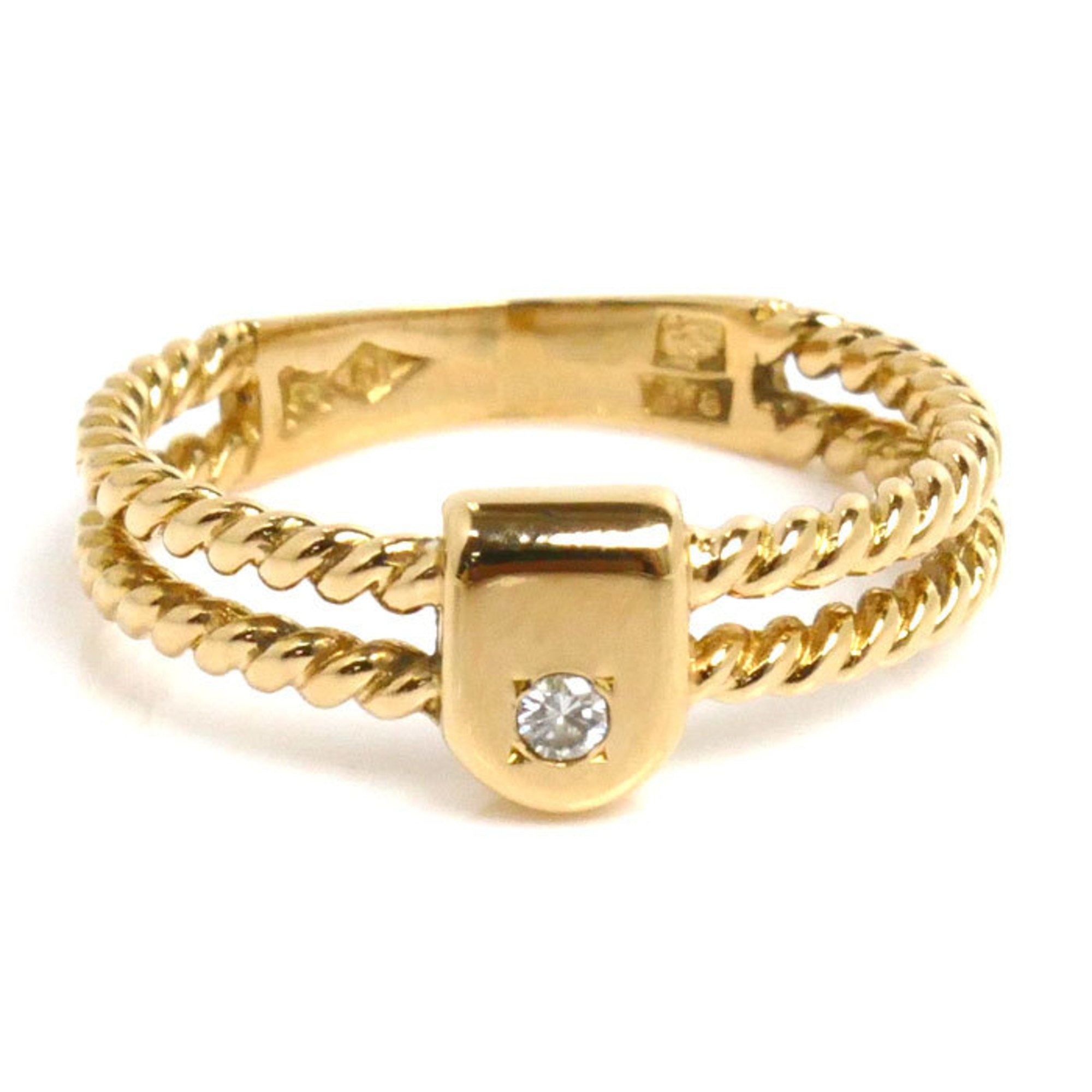 SEIKO JEWELRY K18YG Yellow Gold Ring Diamond Size 11 2.9g Women's