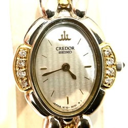 Seiko Credor 1E70-3040 SS x 18KT 8 diamonds, wrist size approx. 14.5cm, body only, 2 hands, quartz watch, KB-8662