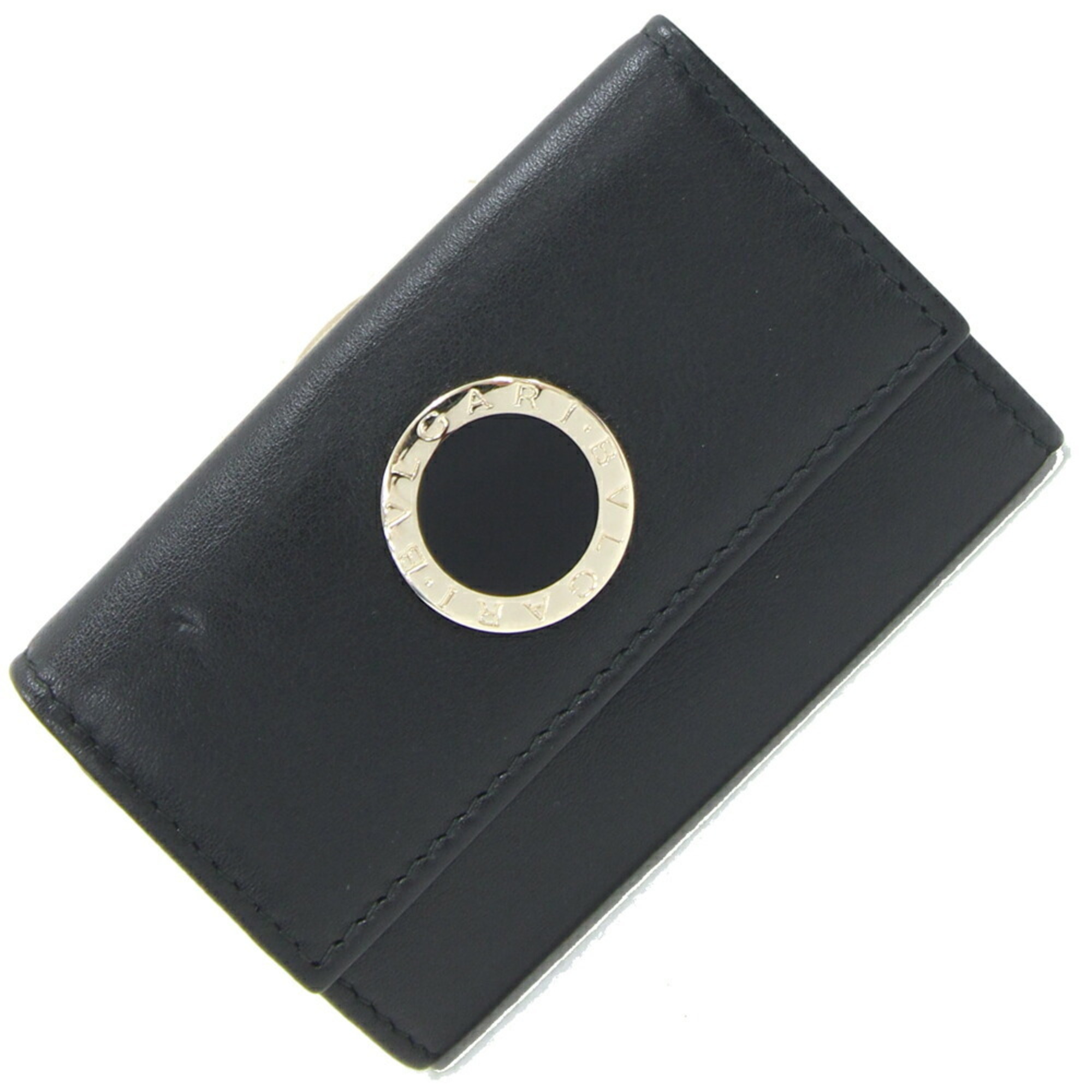 BVLGARI 6-ring key case 20236 Black leather Women's Men's