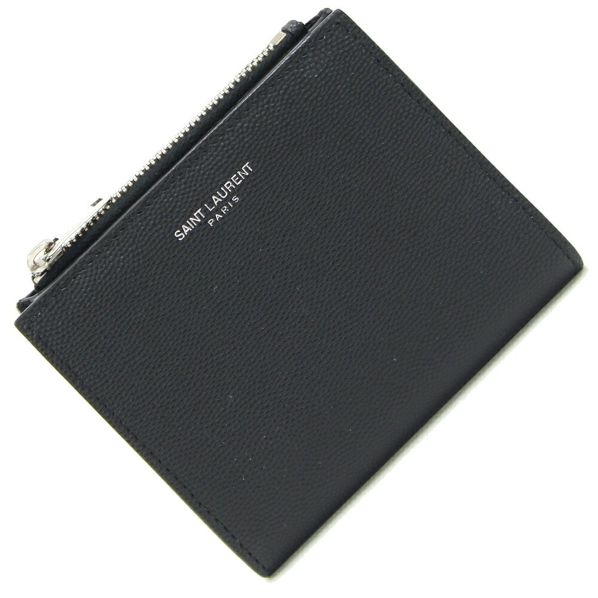 Saint Laurent Bi-fold Wallet 575789 Black Leather Compact Women Men SAINT LAURENT