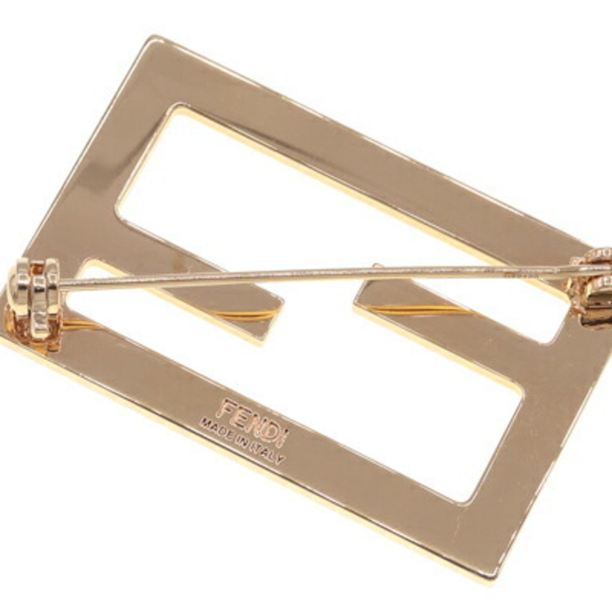 FENDI Brooch FF Gold Metal Women's