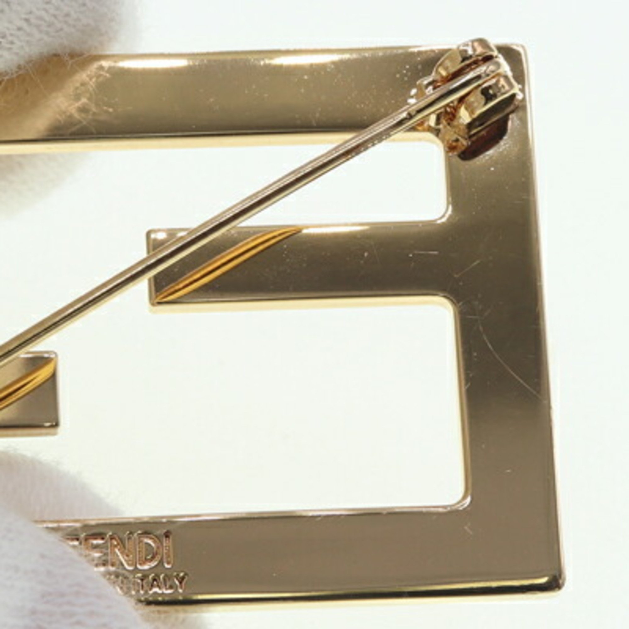 FENDI Brooch FF Gold Metal Women's