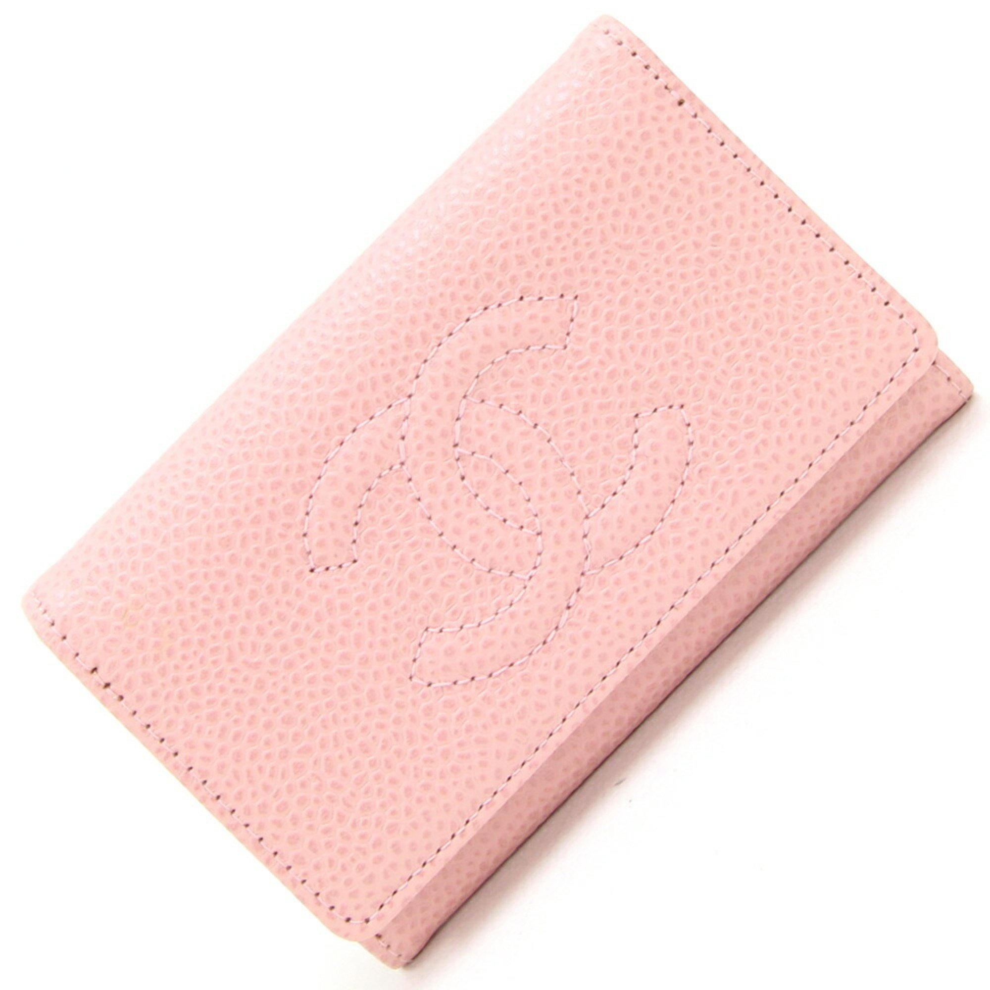 CHANEL 6-ring key case with COCO mark A13502 Caviar skin Light pink Keys Women's