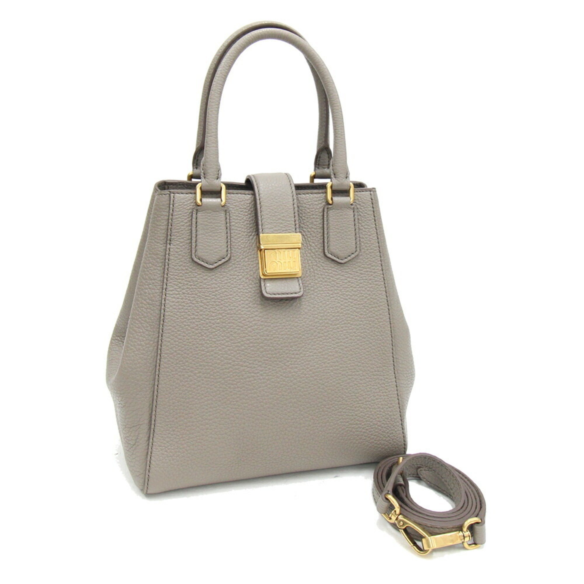 Miu Miu Miu Handbag 5BA266 Grey Leather Shoulder Bag for Women MIUMIU