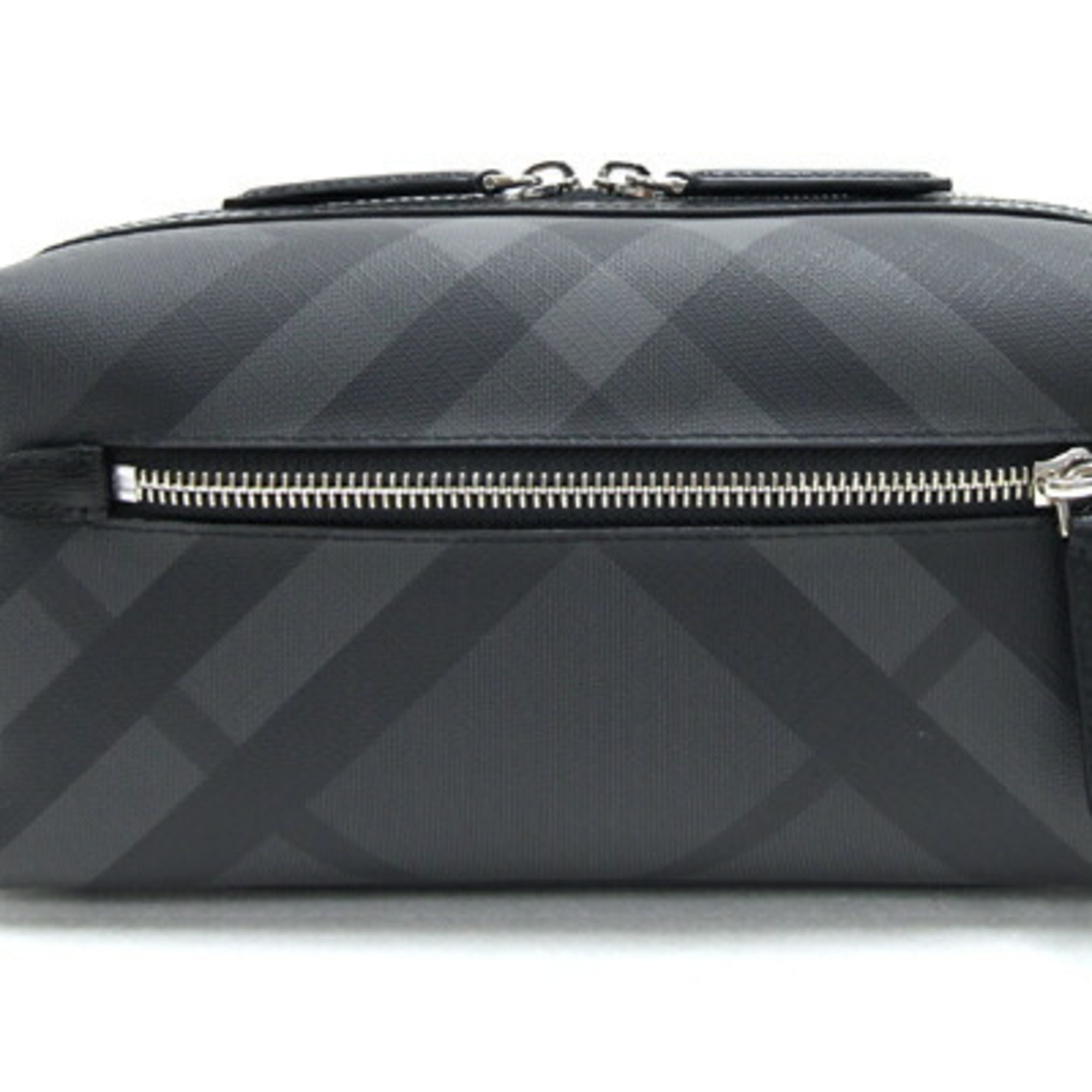 Burberry Second Bag 4068330 Grey Black PVC Leather Clutch London Check Handbag Men's BURBERRY