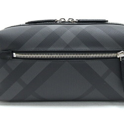 Burberry Second Bag 4068330 Grey Black PVC Leather Clutch London Check Handbag Men's BURBERRY