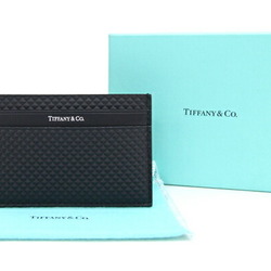 Tiffany card case, black leather, pass black, men's, women's, TIFFANY&Co.