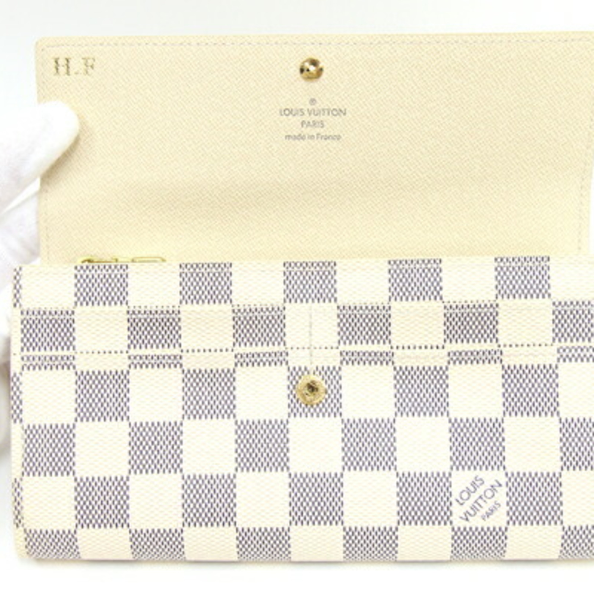 Louis Vuitton Bi-fold Long Wallet Damier Azur Portefeuille Sarah N61735 White Men's Women's LOUIS VUITTON