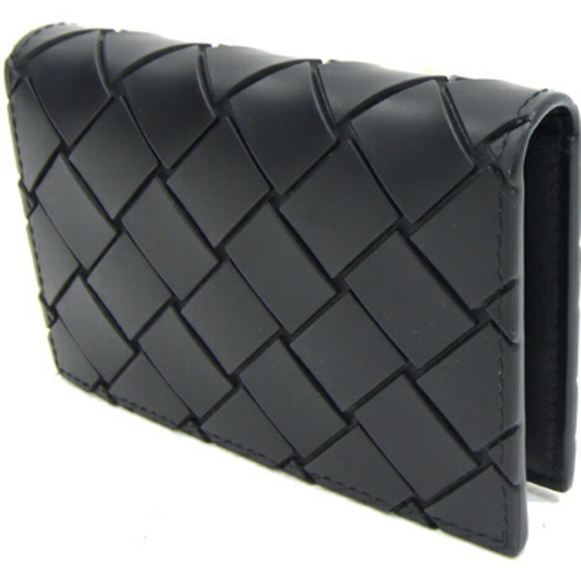 Bottega Veneta Card Case Intrecciato 592619 Black Rubber Pass Men's Women's BOTTEGA VENETA