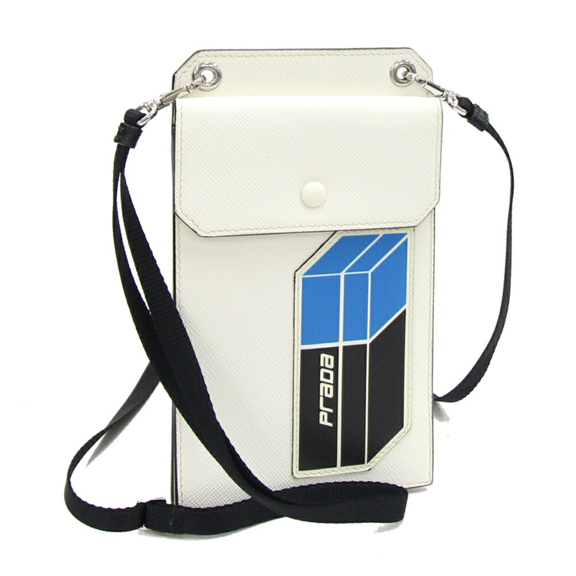 Prada Shoulder Bag 2ZH068 Off-White Leather Pochette Smartphone Women's Men's PRADA