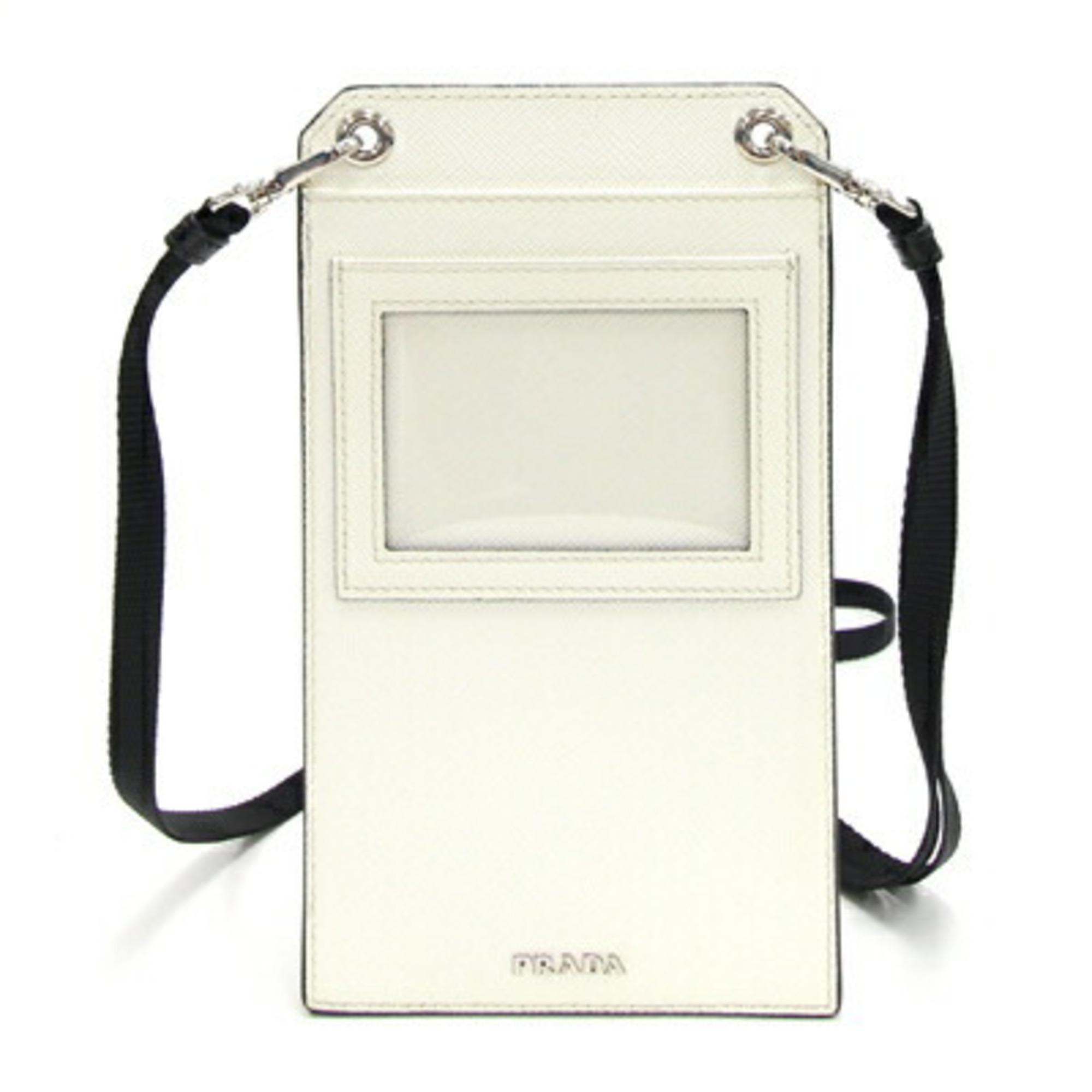 Prada Shoulder Bag 2ZH068 Off-White Leather Pochette Smartphone Women's Men's PRADA