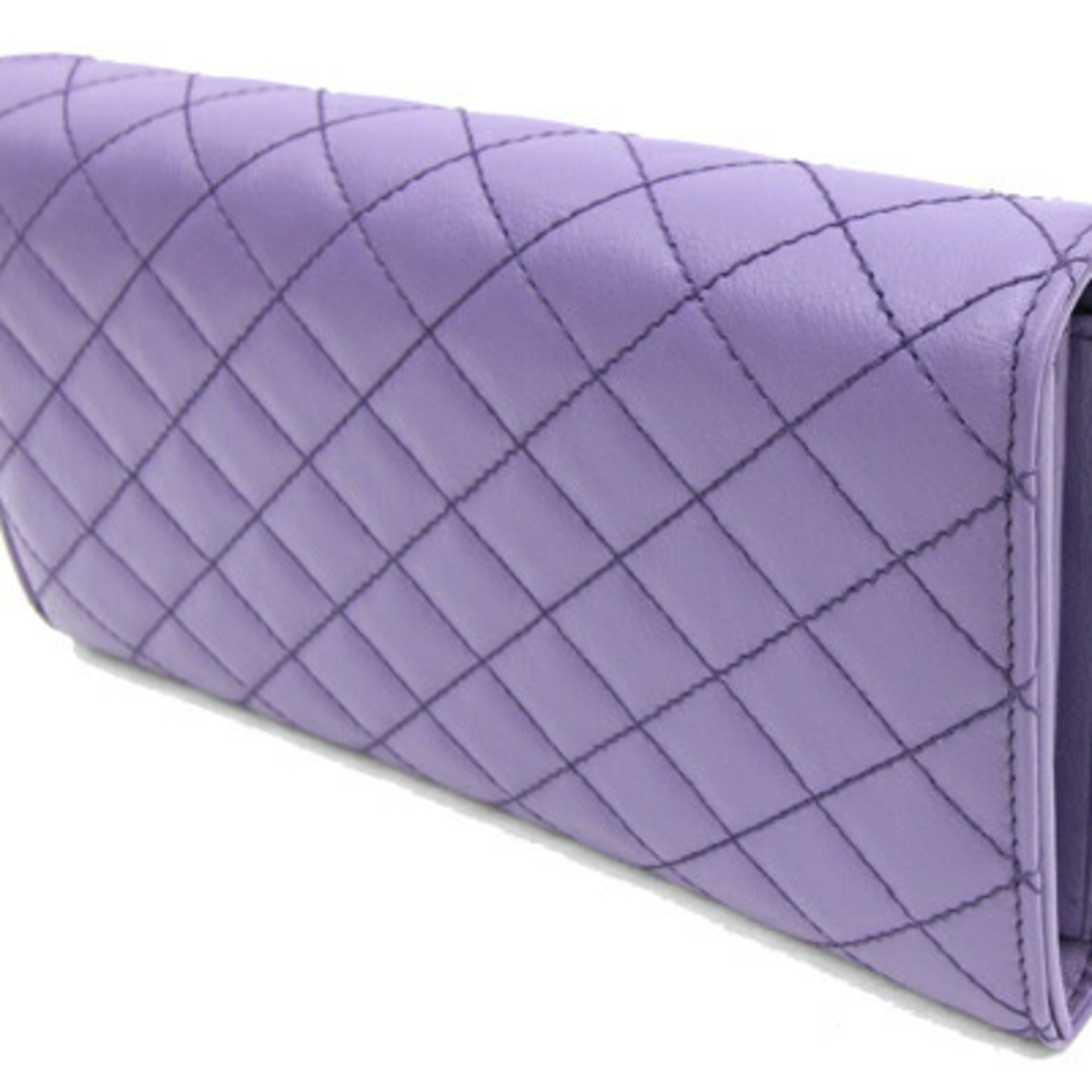 Dolce & Gabbana Bi-fold Long Wallet DPD389 Purple Leather Quilted D&G Women's DOLCE&GABBANA