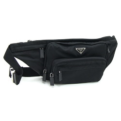 Prada Body Bag 2VL003 Black Nylon Leather Shoulder Women's Men's Waist Pouch PRADA