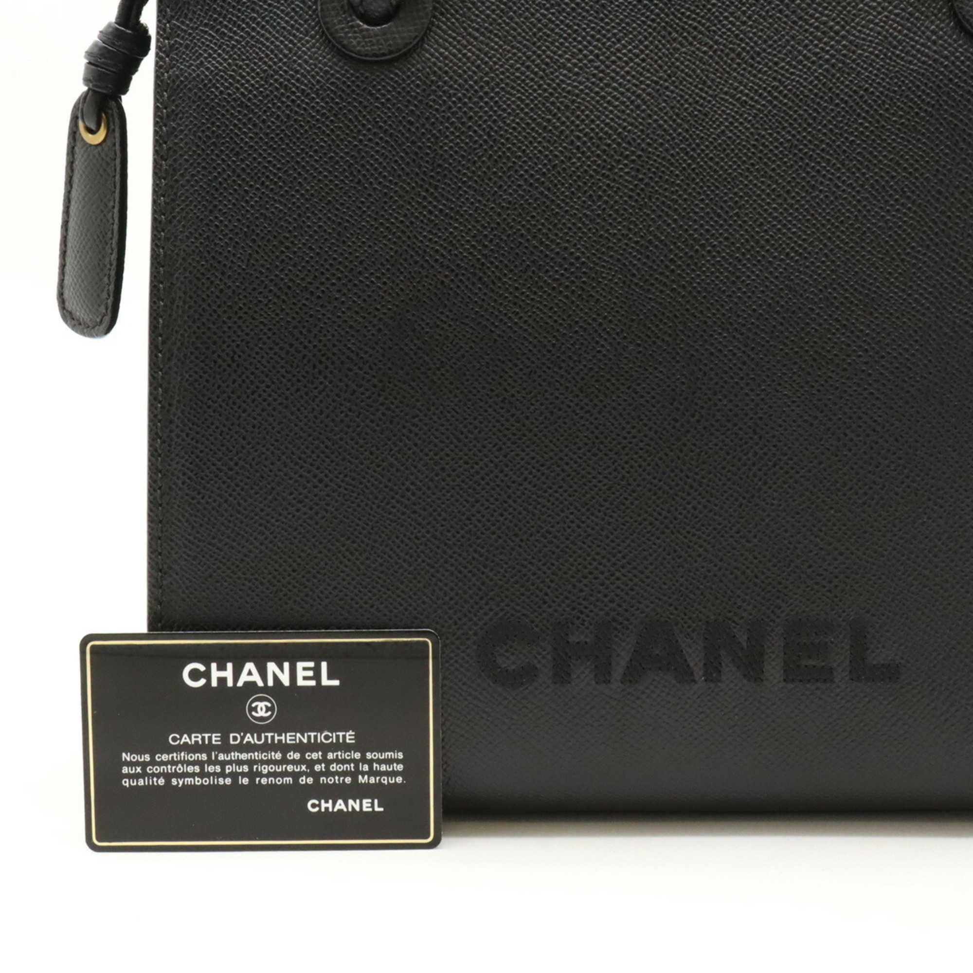 CHANEL Tote bag Shoulder Caviar skin Leather Black