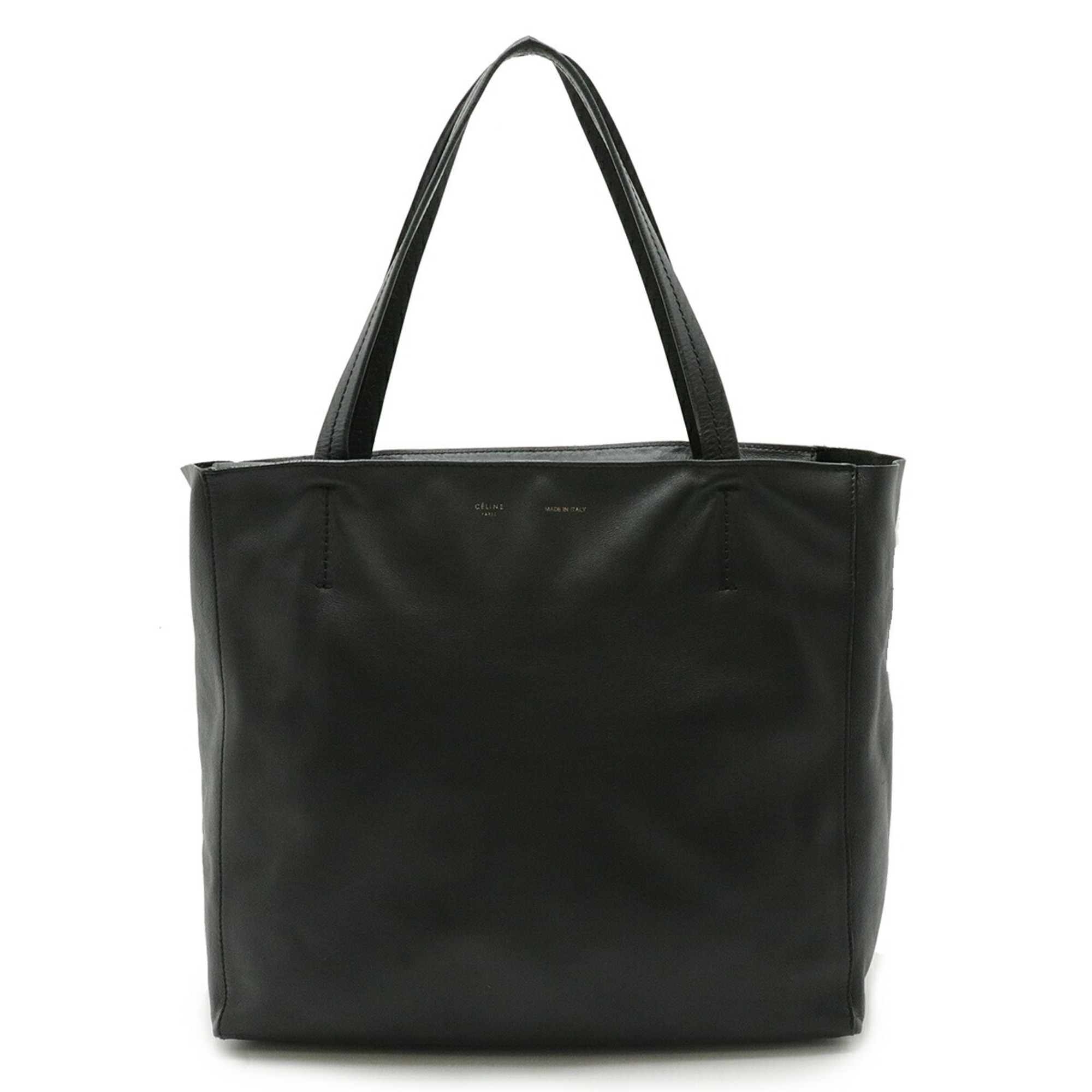 CELINE Horizontal Cabas Tote Bag Shoulder Calf Leather Black