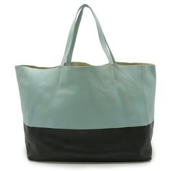 CELINE Horizontal Cabas Tote Bag Large Shoulder Bicolor Calf Leather Black Mint Blue