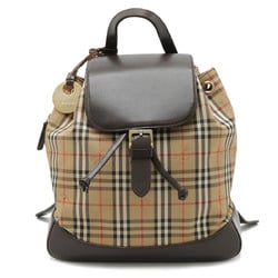 BURBERRY Nova Check Shadow Horse Rucksack Backpack Canvas Leather Beige Brown Dark