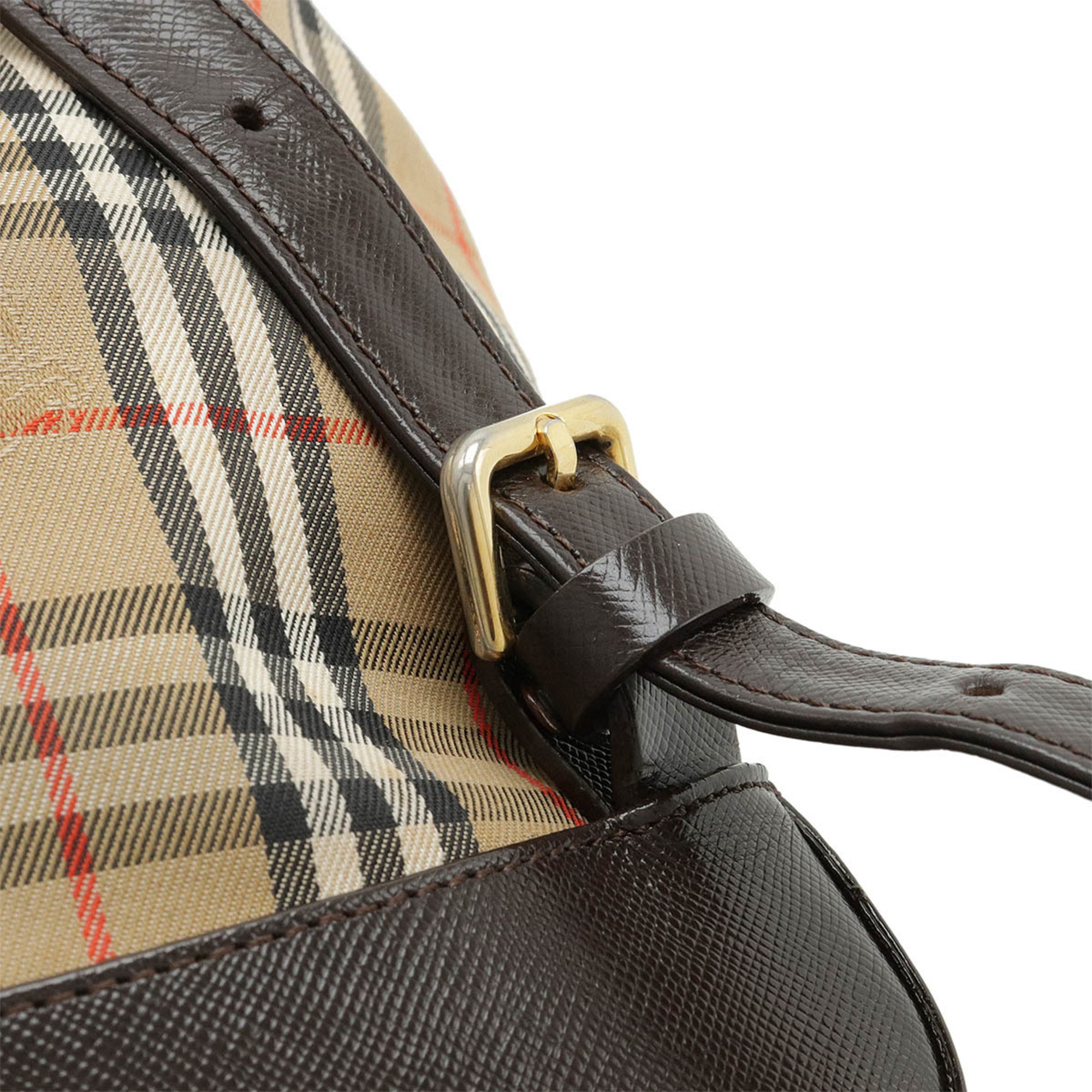 BURBERRY Nova Check Shadow Horse Rucksack Backpack Canvas Leather Beige Brown Dark