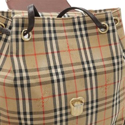 BURBERRY Nova Check Shadow Horse Rucksack Backpack Canvas Leather Beige Brown Dark