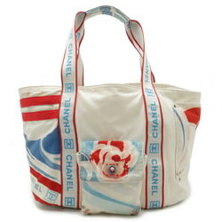 CHANEL Chanel Sport Line Surf High Summer Camellia Tote Bag Shoulder Canvas Light Blue Ivory Red