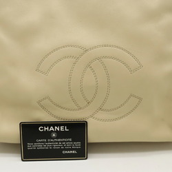 CHANEL Coco Mark Tote Bag Shoulder Leather Light Beige