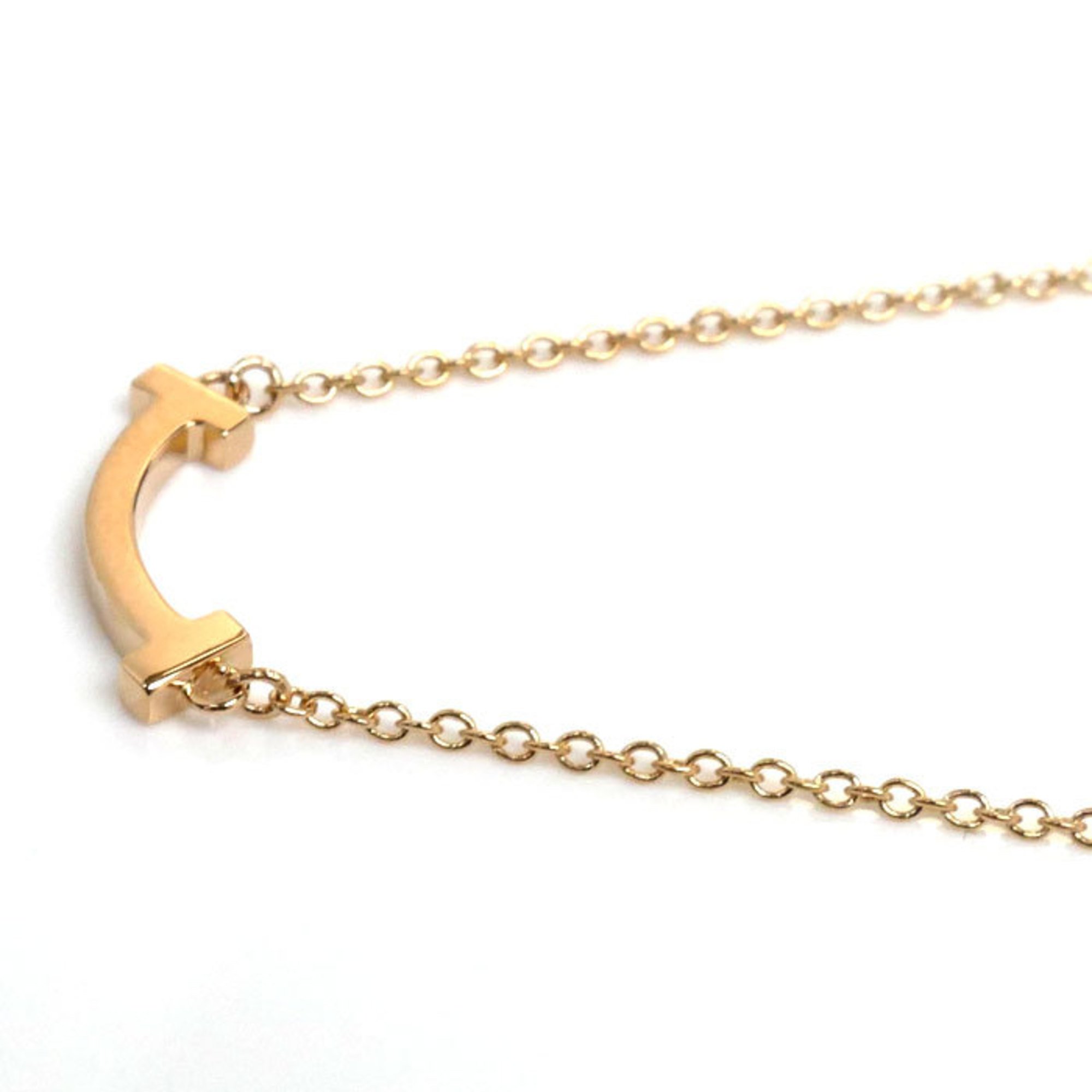 TIFFANY&Co. Tiffany K18PG Pink Gold T Smile Necklace 62617721 2.2g 41-46cm Women's