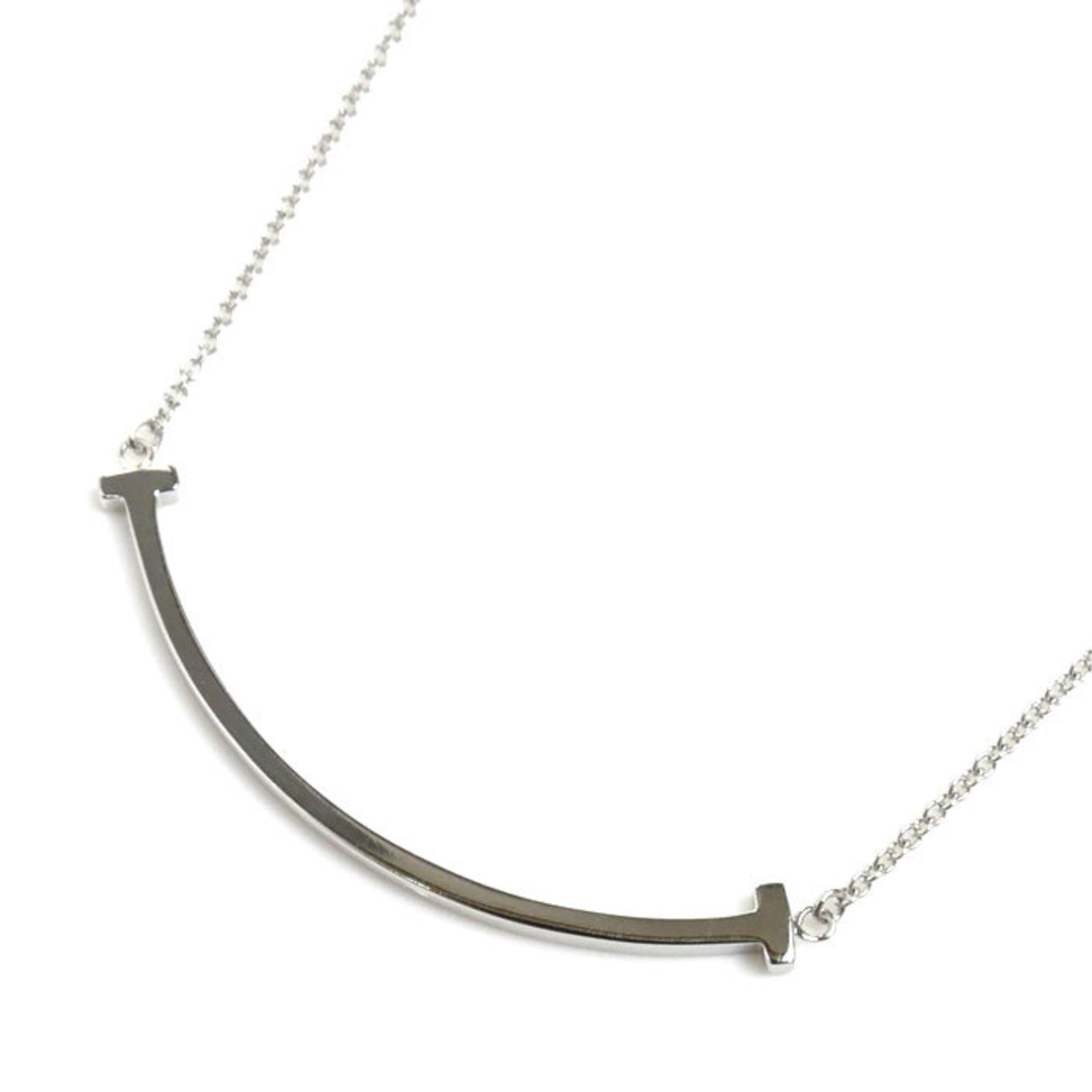 TIFFANY&Co. Tiffany K18WG White Gold T Smile Small Necklace 60011677 2.9g 41-46cm Women's