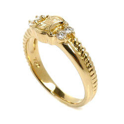 CELINE 18K Yellow Gold Macadam Ring, Diamond 0.13ct, Size 11, 4.3g, Women's