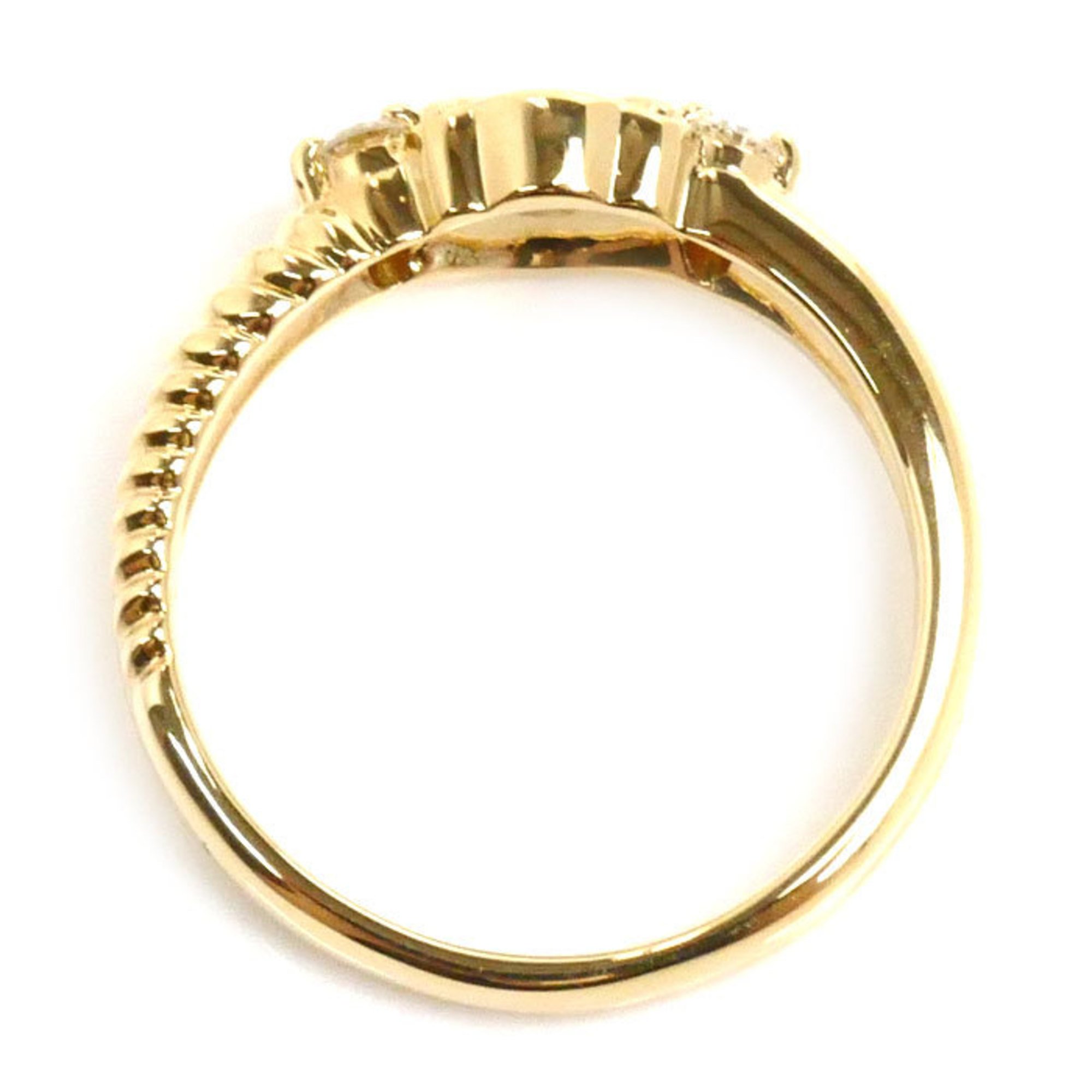 CELINE 18K Yellow Gold Macadam Ring, Diamond 0.13ct, Size 11, 4.3g, Women's