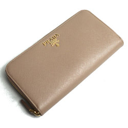 PRADA Prada Saffiano Metal Long Wallet Round Beige CIPRIA (Pink Beige) 1ML506 IC Chip Women's