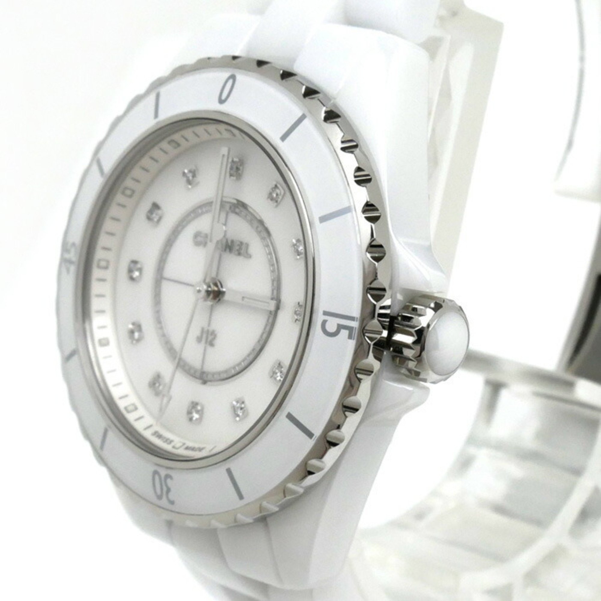 CHANEL J12 12P Diamond Mother of Pearl Watch Battery Operated H5704 Women's