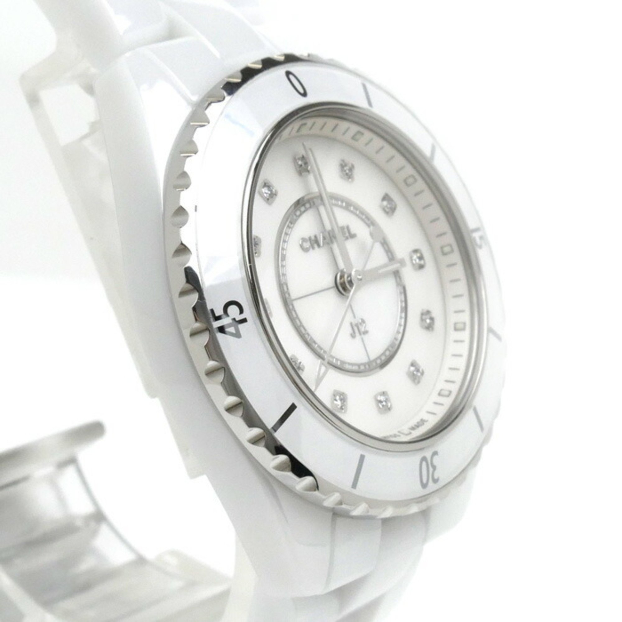 CHANEL J12 12P Diamond Mother of Pearl Watch Battery Operated H5704 Women's