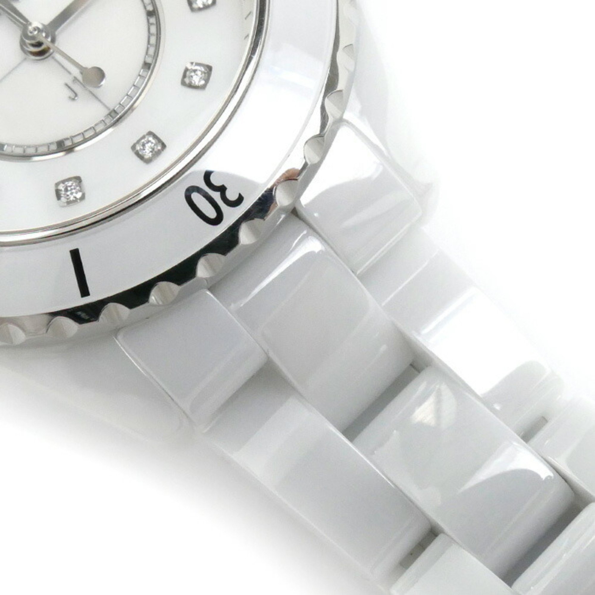 CHANEL J12 12P Diamond Mother of Pearl Watch Battery Operated H5704 Women's