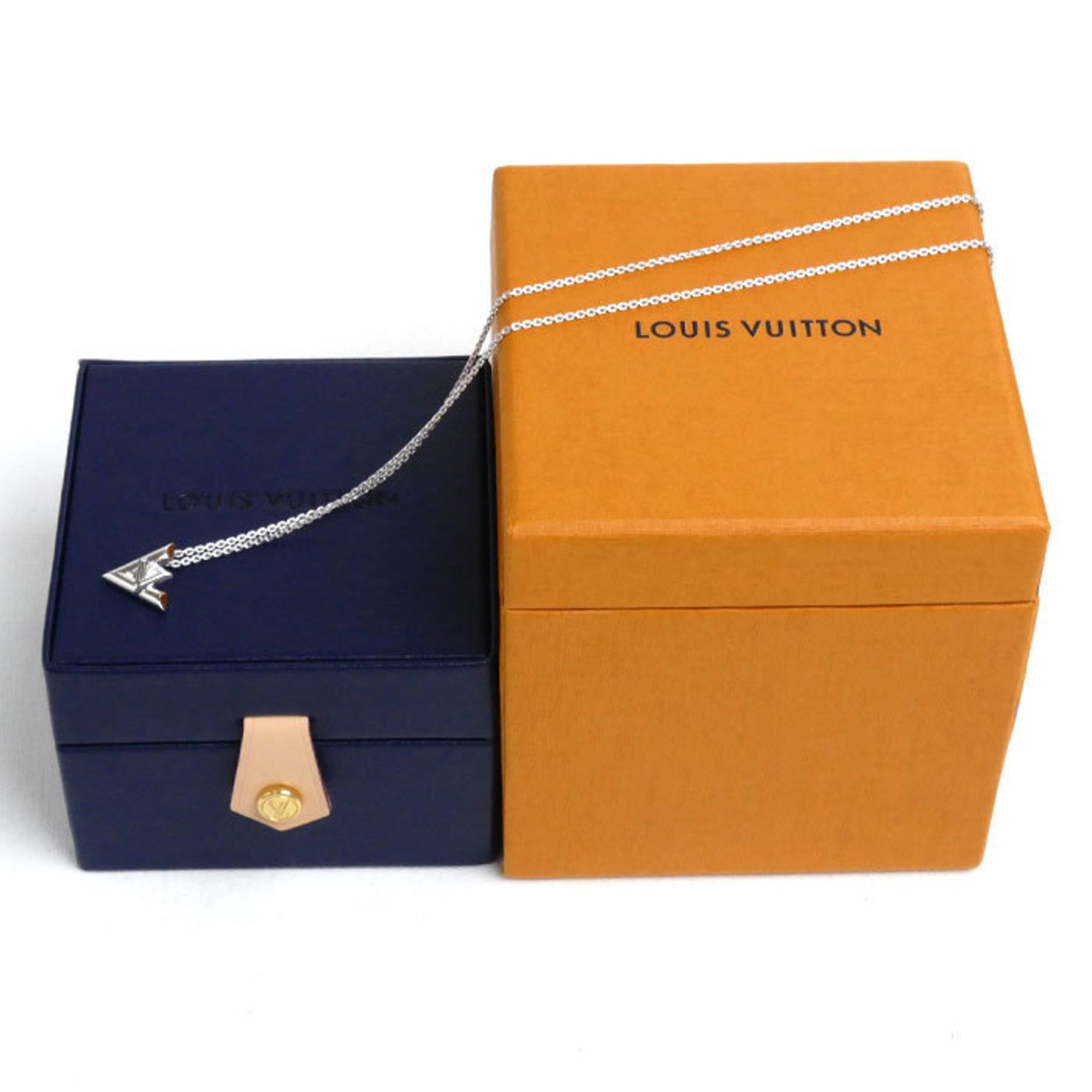 LOUIS VUITTON Louis Vuitton K18WG White Gold Pendant LV Volt One PM Necklace Q93806 Diamond 6.1g 45cm Women's